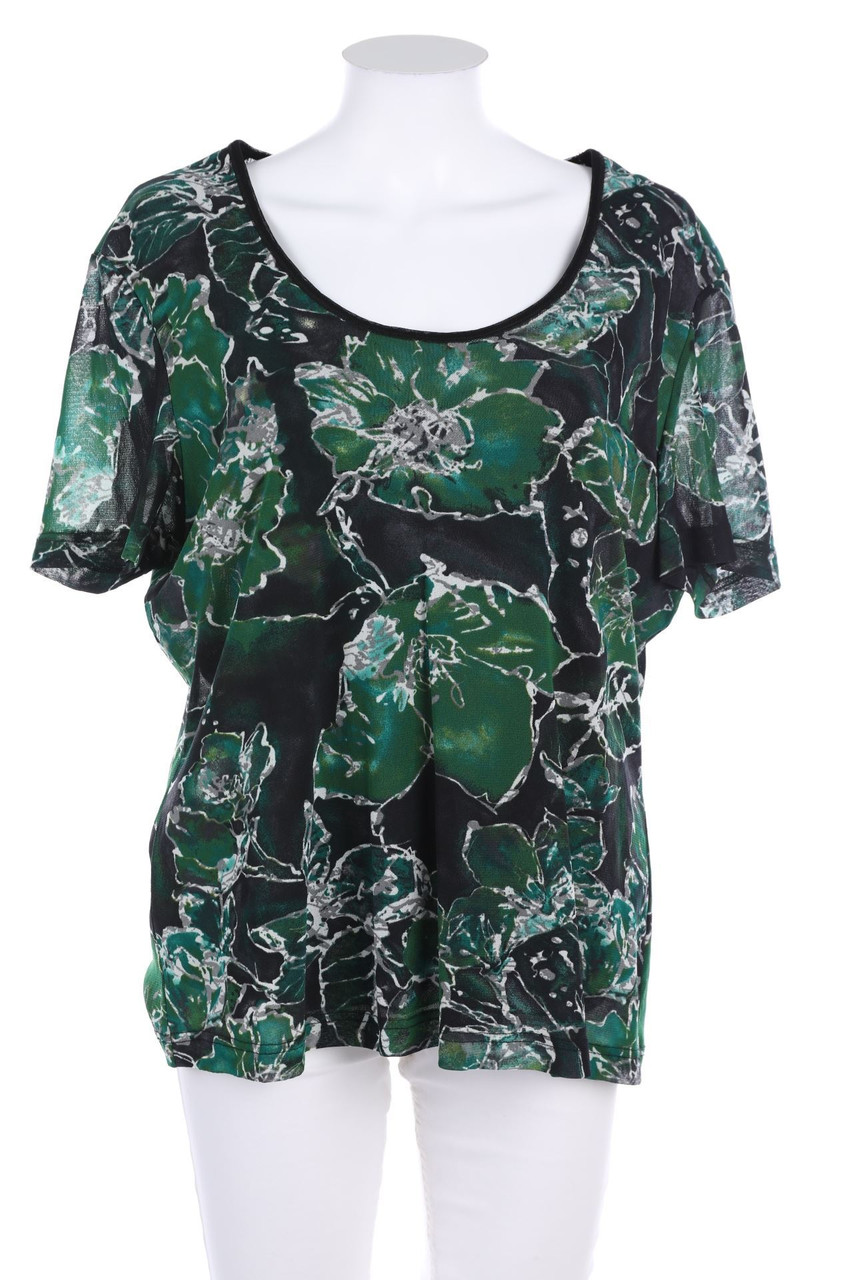 TAIFUN - Mesh-Kurzarm-Shirt mit Blumen-Print - D 46