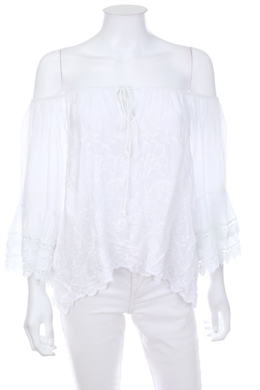 zebra - Carmen-Bluse mit floralem Muster - XS