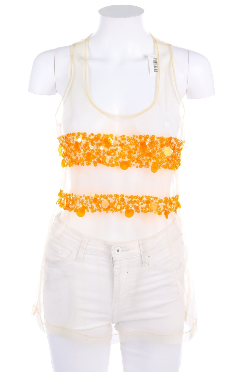 Ohne Label - Blusentop mit Pailletten - D 38