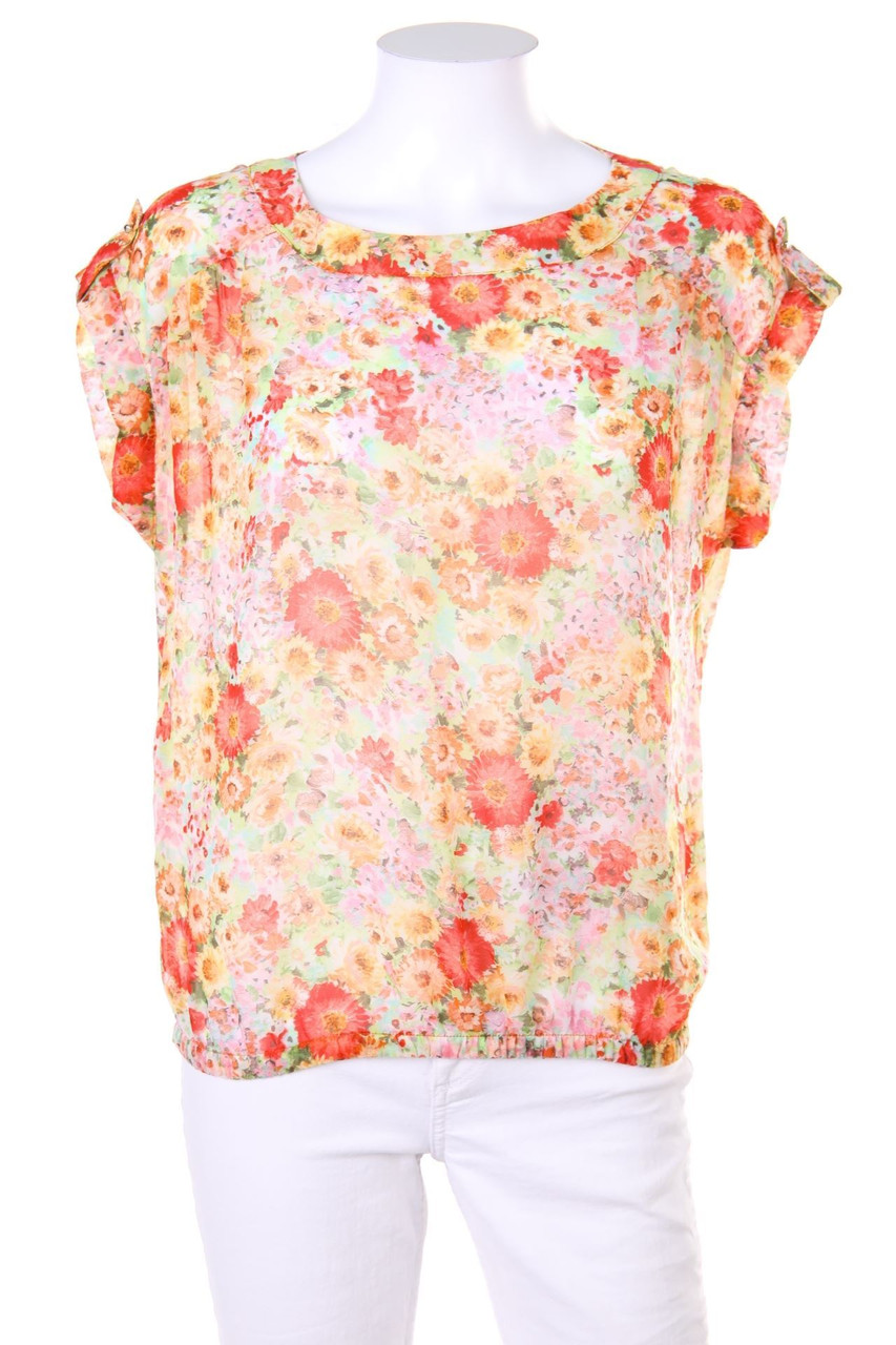 ZARA - Kurzarm-Bluse mit Blumen-Print - S