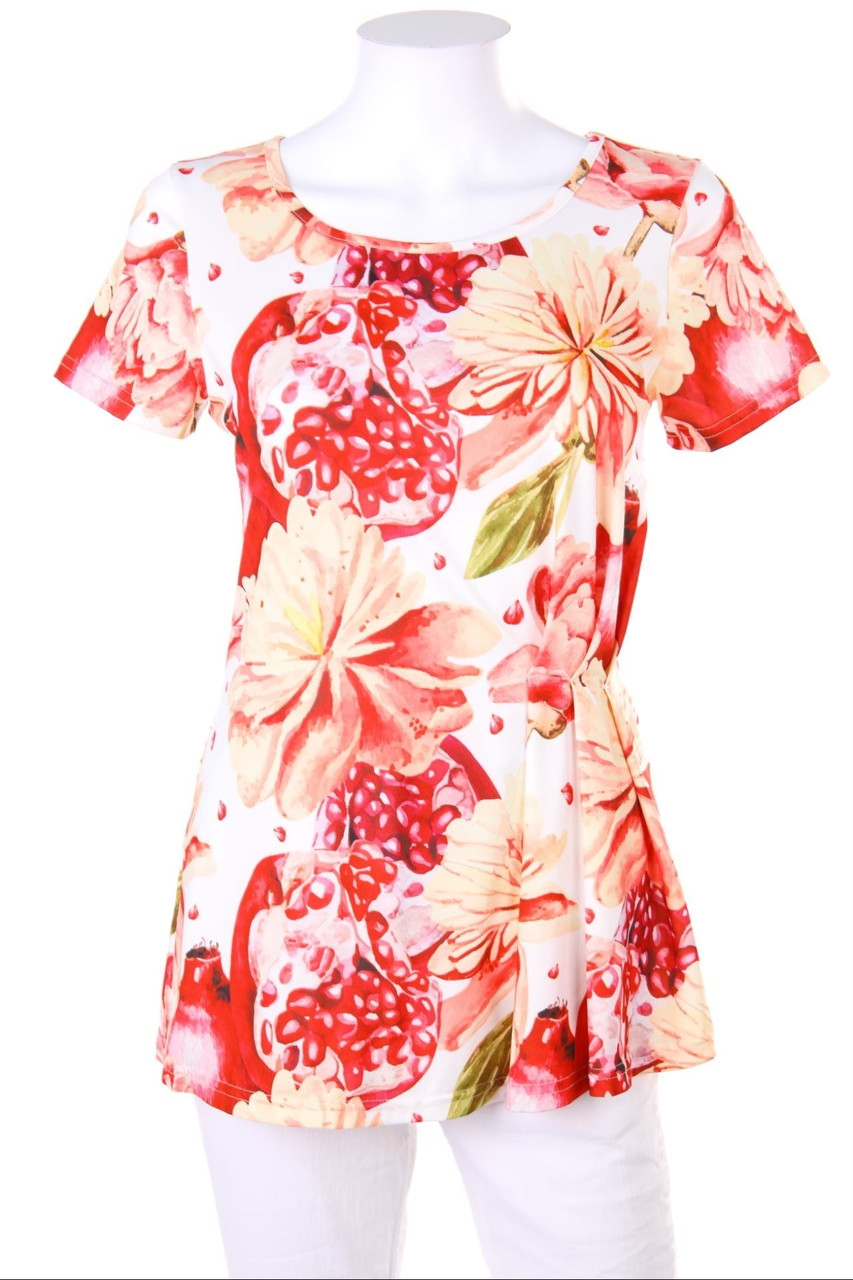 ANDREWS LADIES - Print-Kurzarm-Shirt mit Falten - S