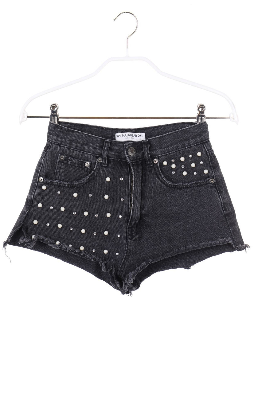 PULL&BEAR - Used Look Jeans-Shorts mit Perlen - D 32