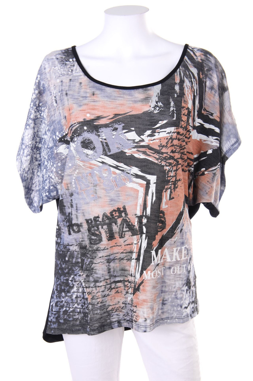 BLIND DATE - Kurzarm-Bluse mit Print - D 42