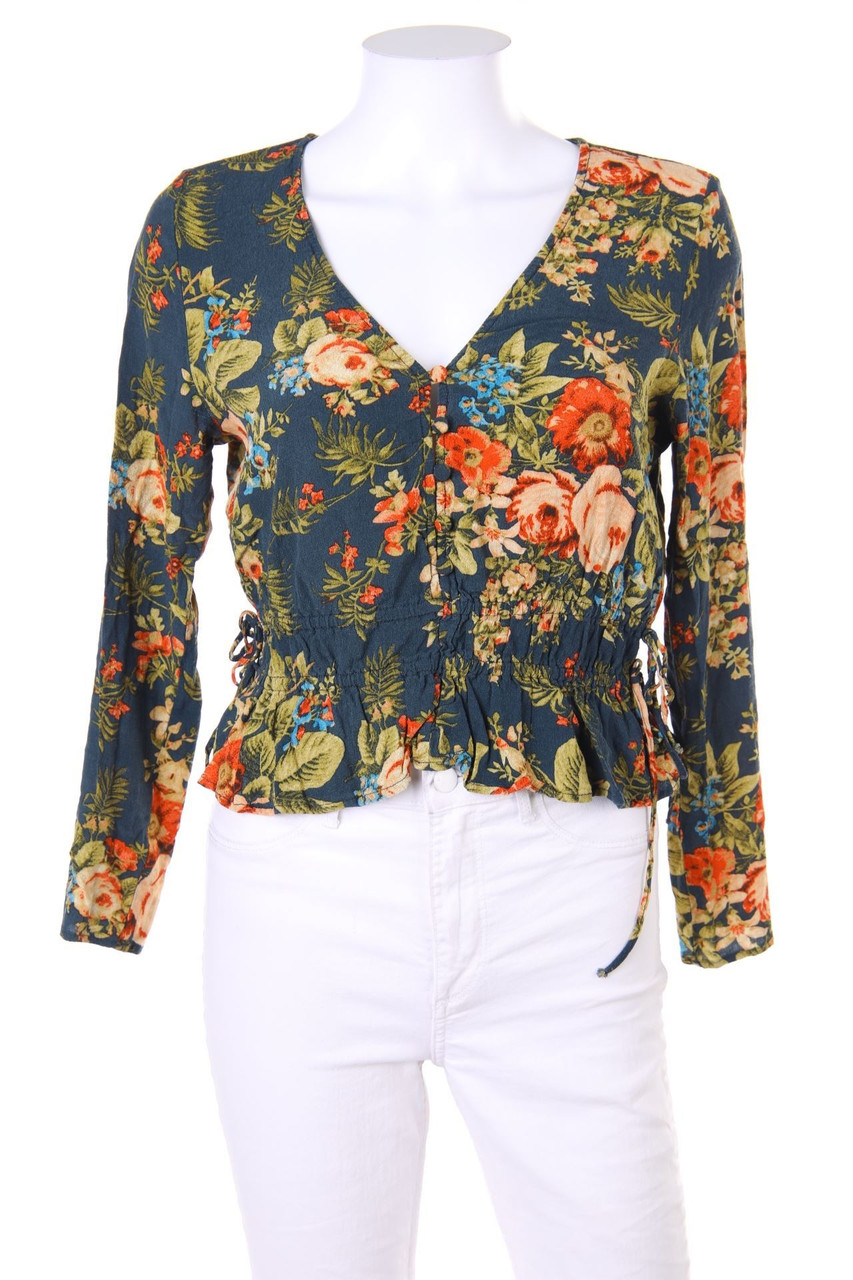 H&M - Cropped-Bluse mit Blumen-Print - D 34