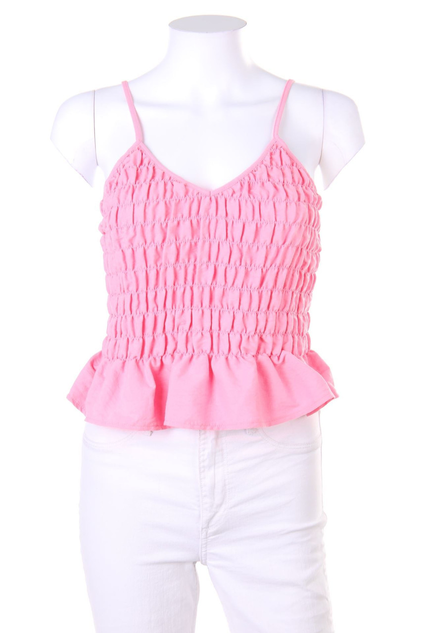 Ohne Label - Crop-Top mit Smok-Details - D 36-38