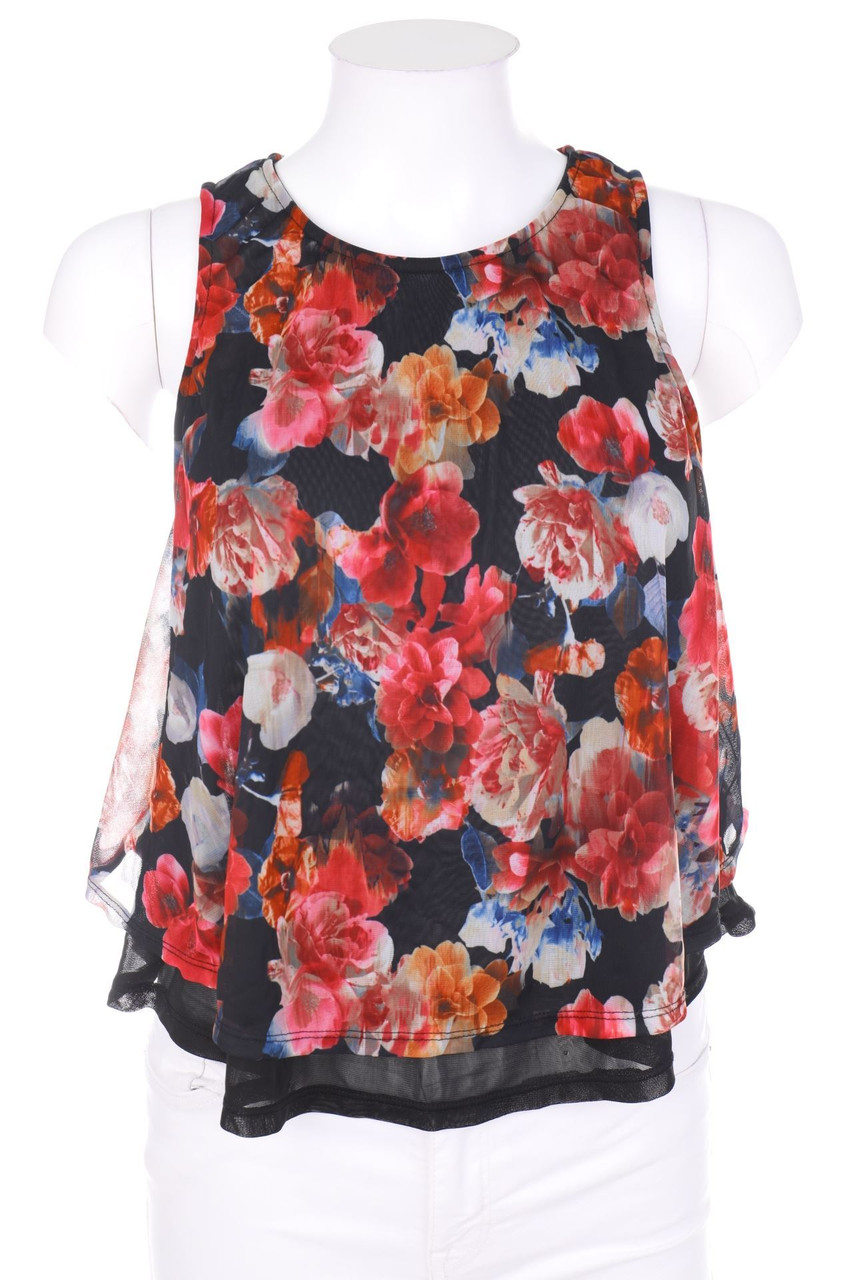Ohne Label - Top im Layer Look mit Blumen-Print - D 36