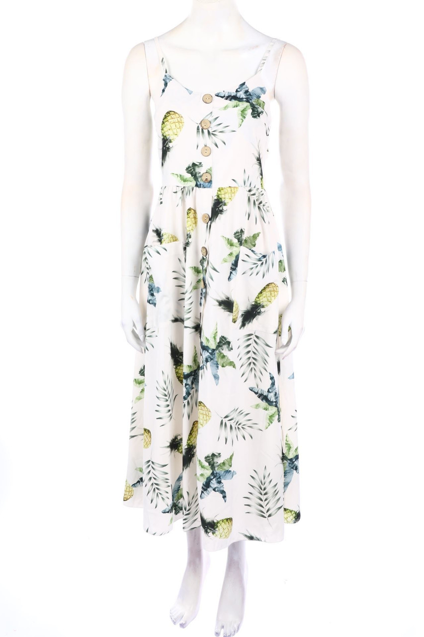 Ohne Label - Print-Maxi-Kleid mit aufgesetzten Taschen - D 34