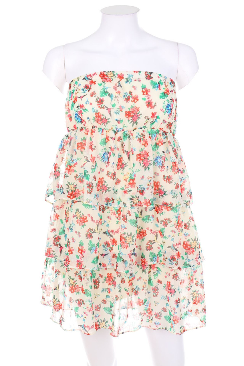 AMISU - Volants-Minikleid mit Blumen-Print - D 40