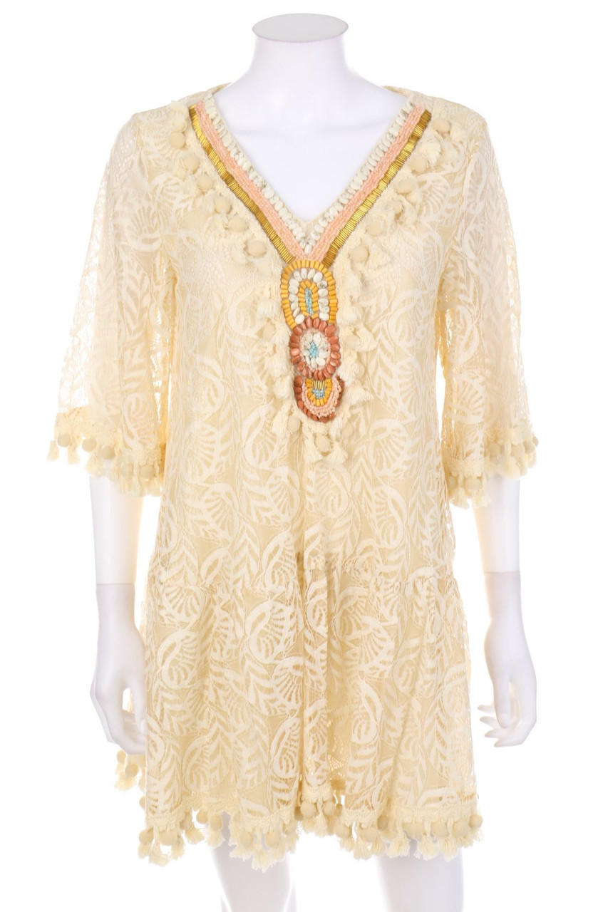 SECONDHAND - Boho-Kleid aus Spitze mit Applikationen - S