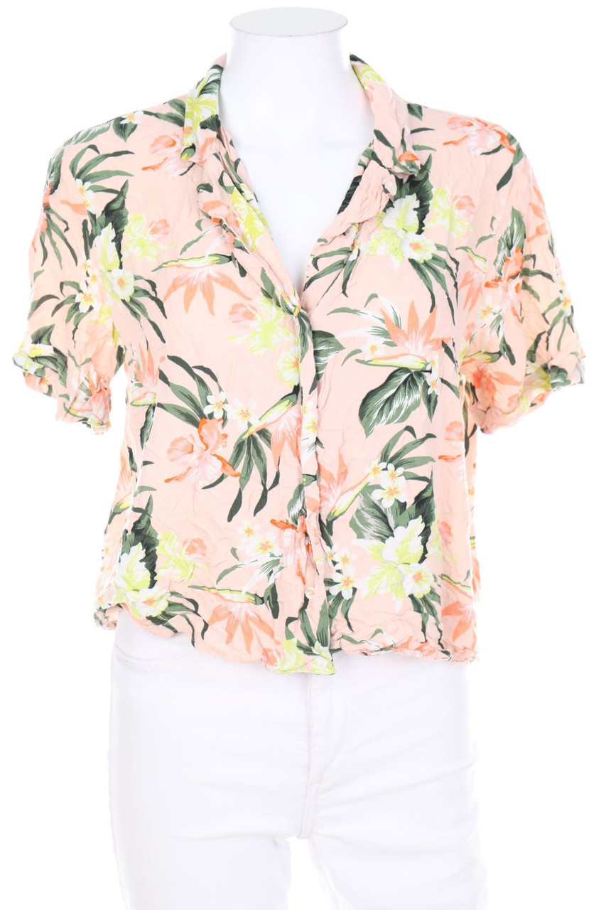 H&M DIVIDED - Kurzarm-Bluse mit Blumen-Print - D 34