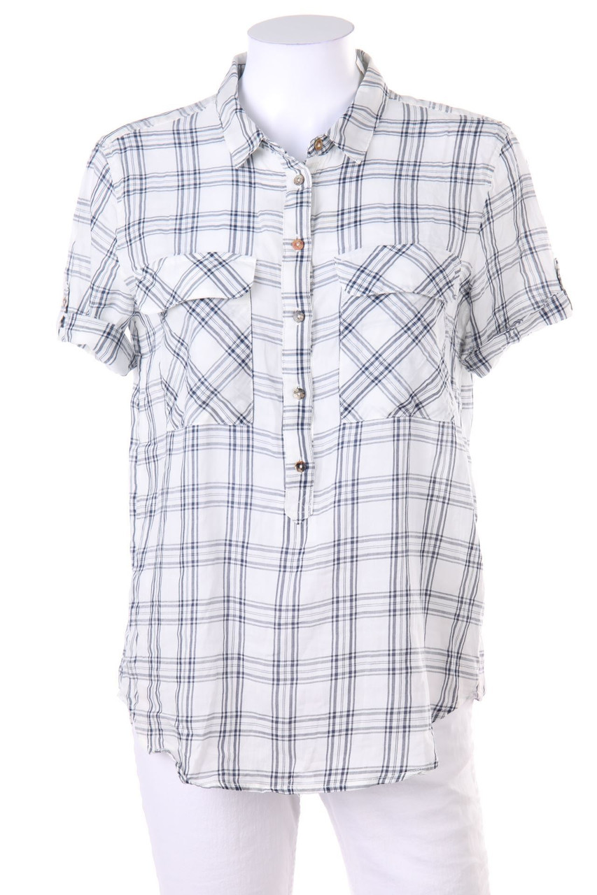 H&M LOGG - Hemd-Bluse mit kurzem Ärmel mit Karo-Muster - D 38