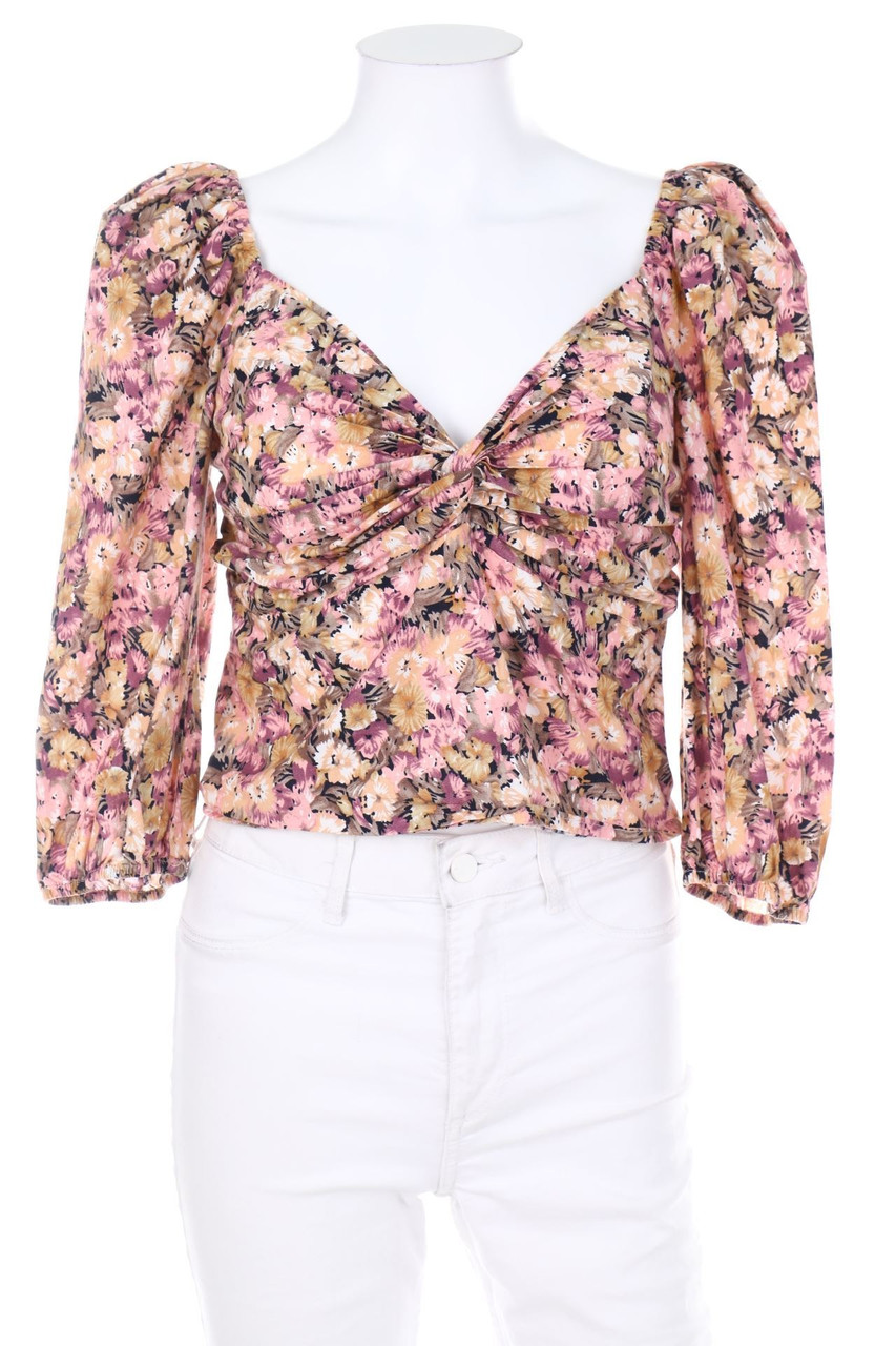 AMISU - Cropped-Longsleeve-Shirt mit Raffungen - L