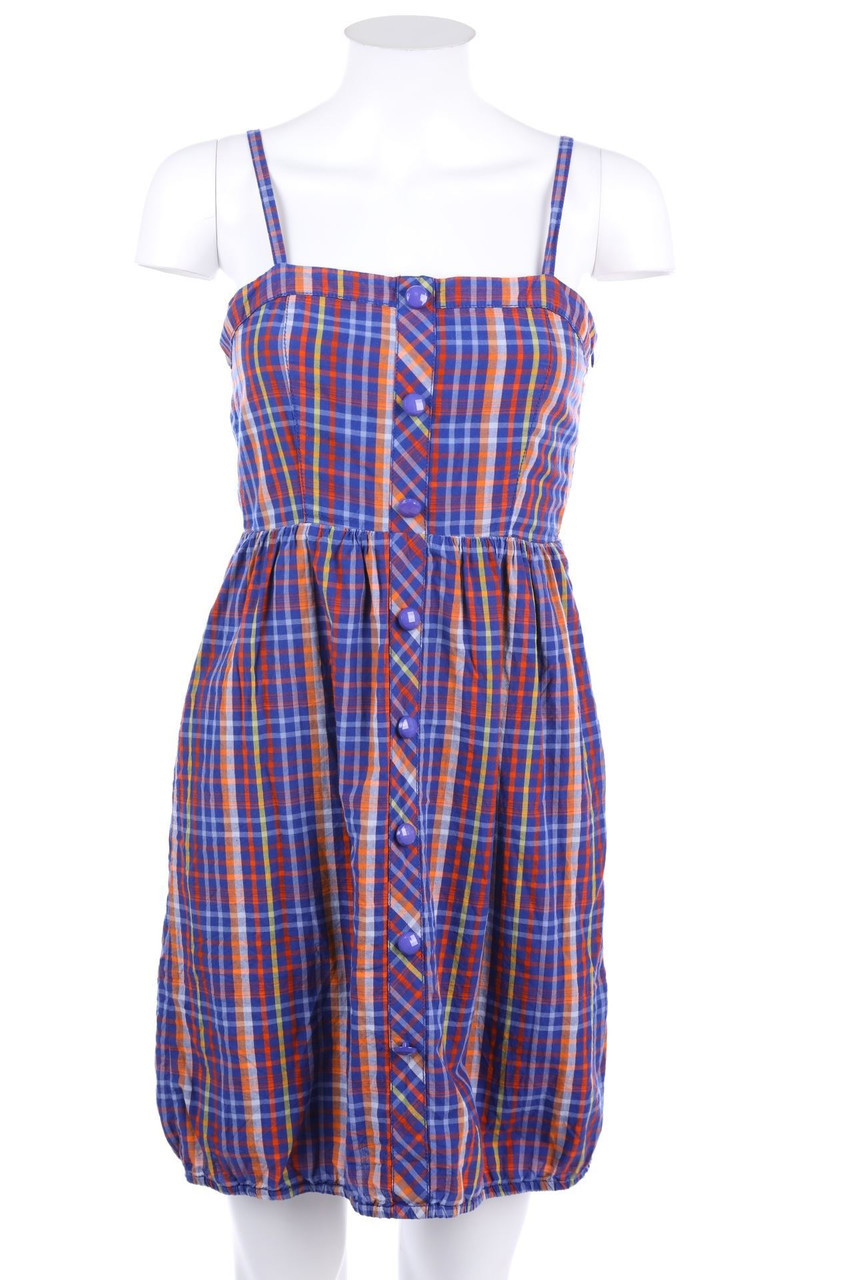 QS by s.Oliver - Karo-Minikleid mit Smok-Details - D 34