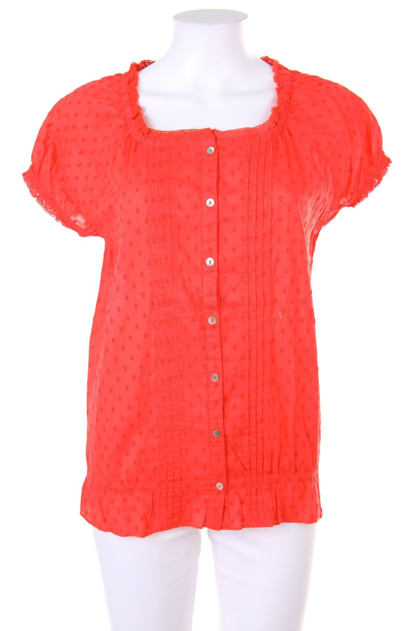 Ohne Label - Kurzarm-Bluse mit Muster - M