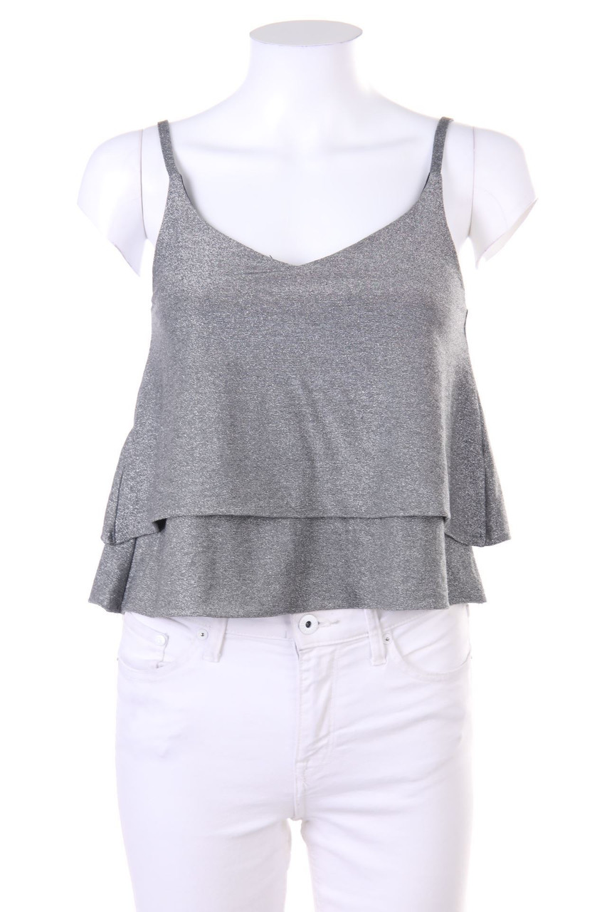 Pimkie - Glitzer-Crop-Top mit Volants - XS