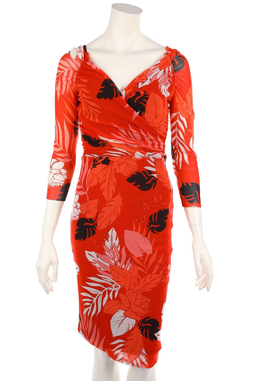 FUZZI - Abendkleid aus Mesh in Wickel-Optik - S