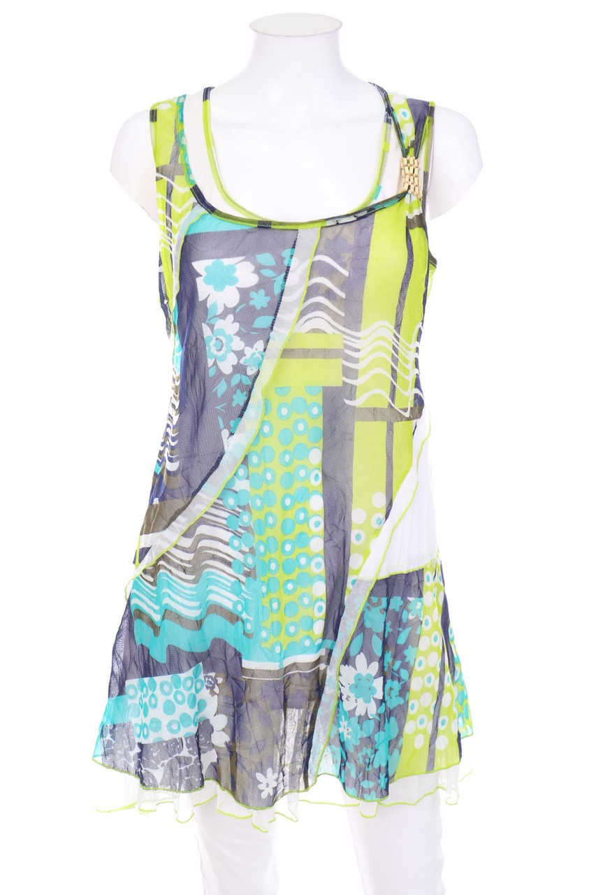 DPM By Depech Mod - Mesh-Print-Blusentop im Layer Look - D 40