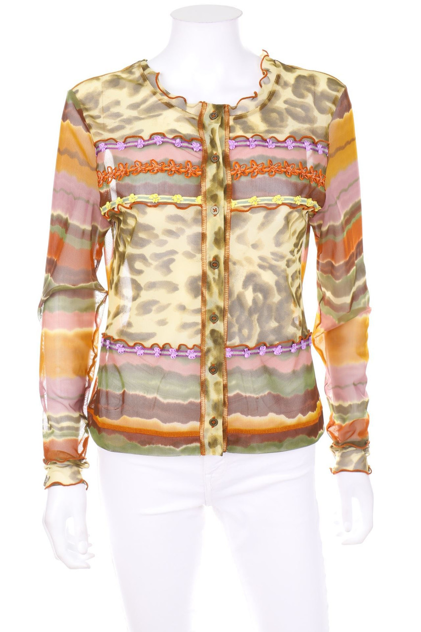 Bleu Blanc Rouge - Mesh-Bluse mit Applikationen - D 40