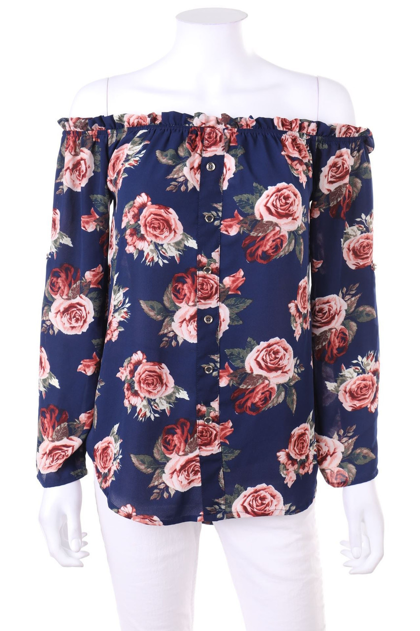 COLLOSEUM - Carmen-Bluse mit Krempel-Ärmeln - S