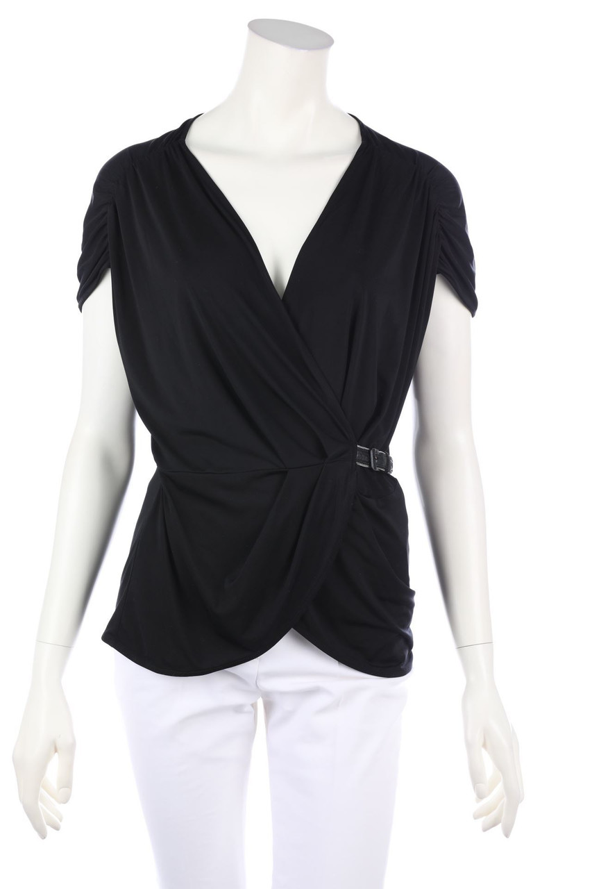 AX ARMANI EXCHANGE - Kurzarm-Bluse aus Jersey in Wickel-Optik mit Raffungen - S