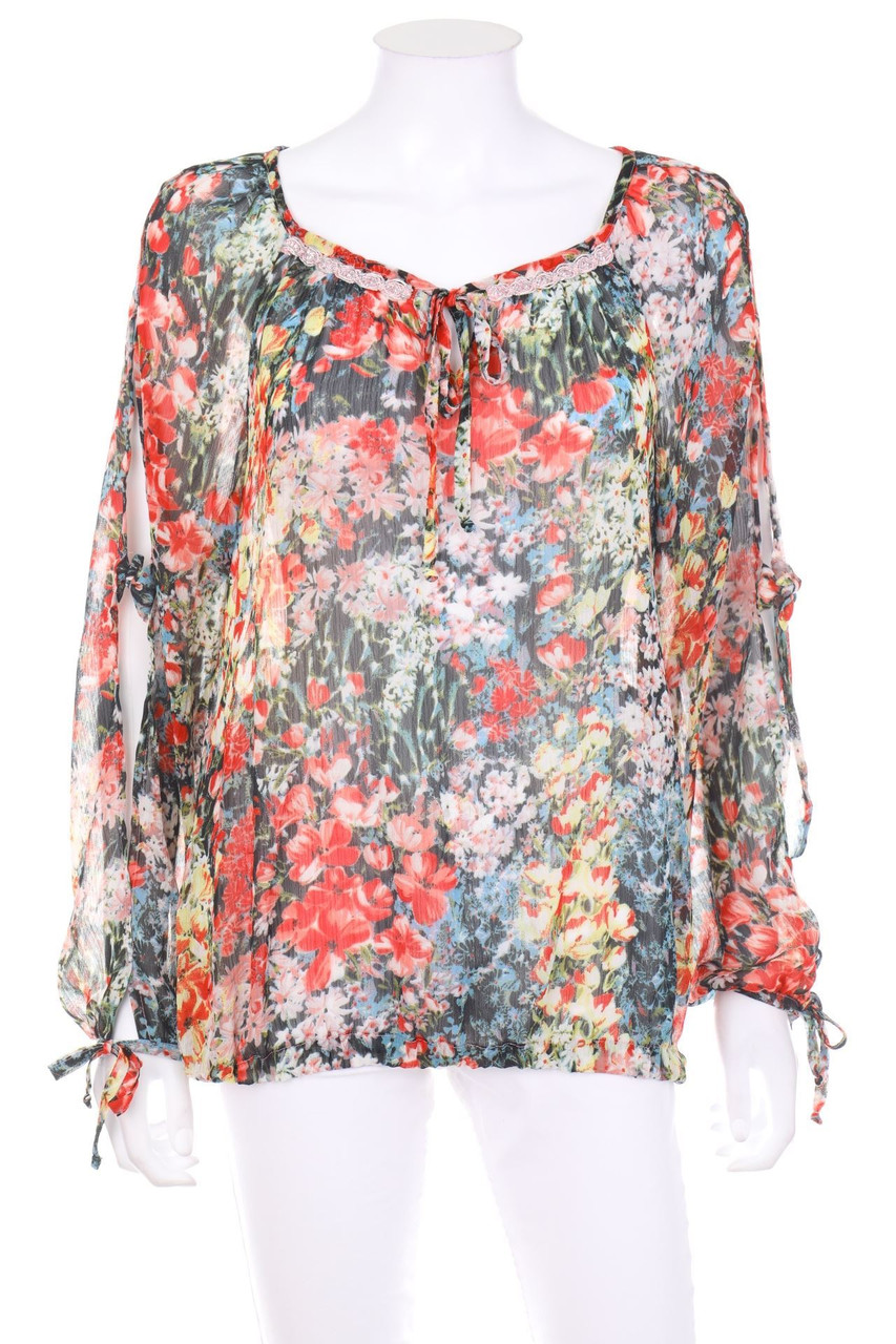 linea TESINI - Bluse mit Blumen-Print mit Schleife - S