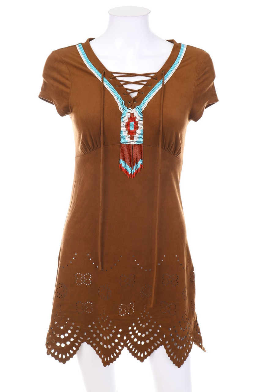 MORGAN - Faux Leather-Minikleid im 70s-Style mit Perlen - XS