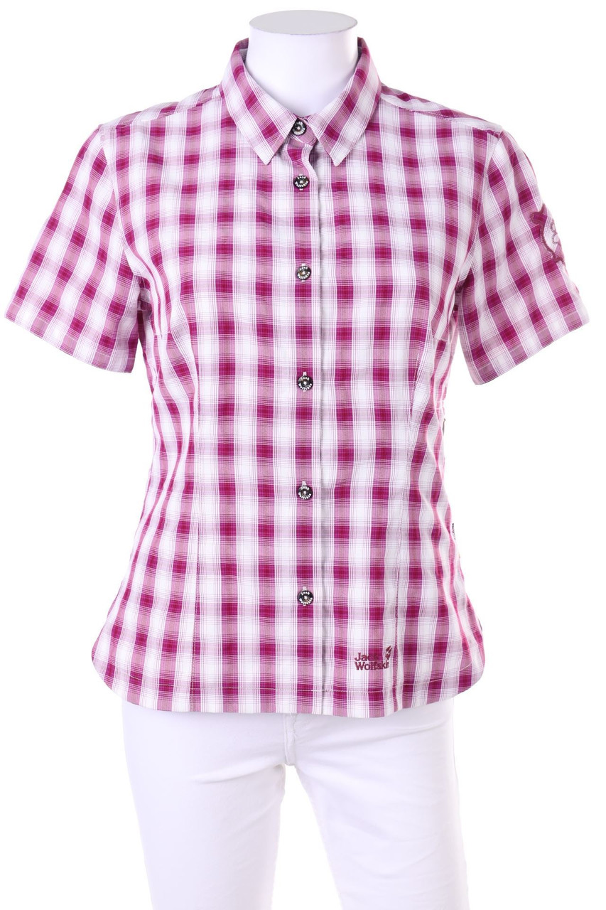 Jack Wolfskin - Karo-Hemd-Bluse mit kurzem Ärmel - S