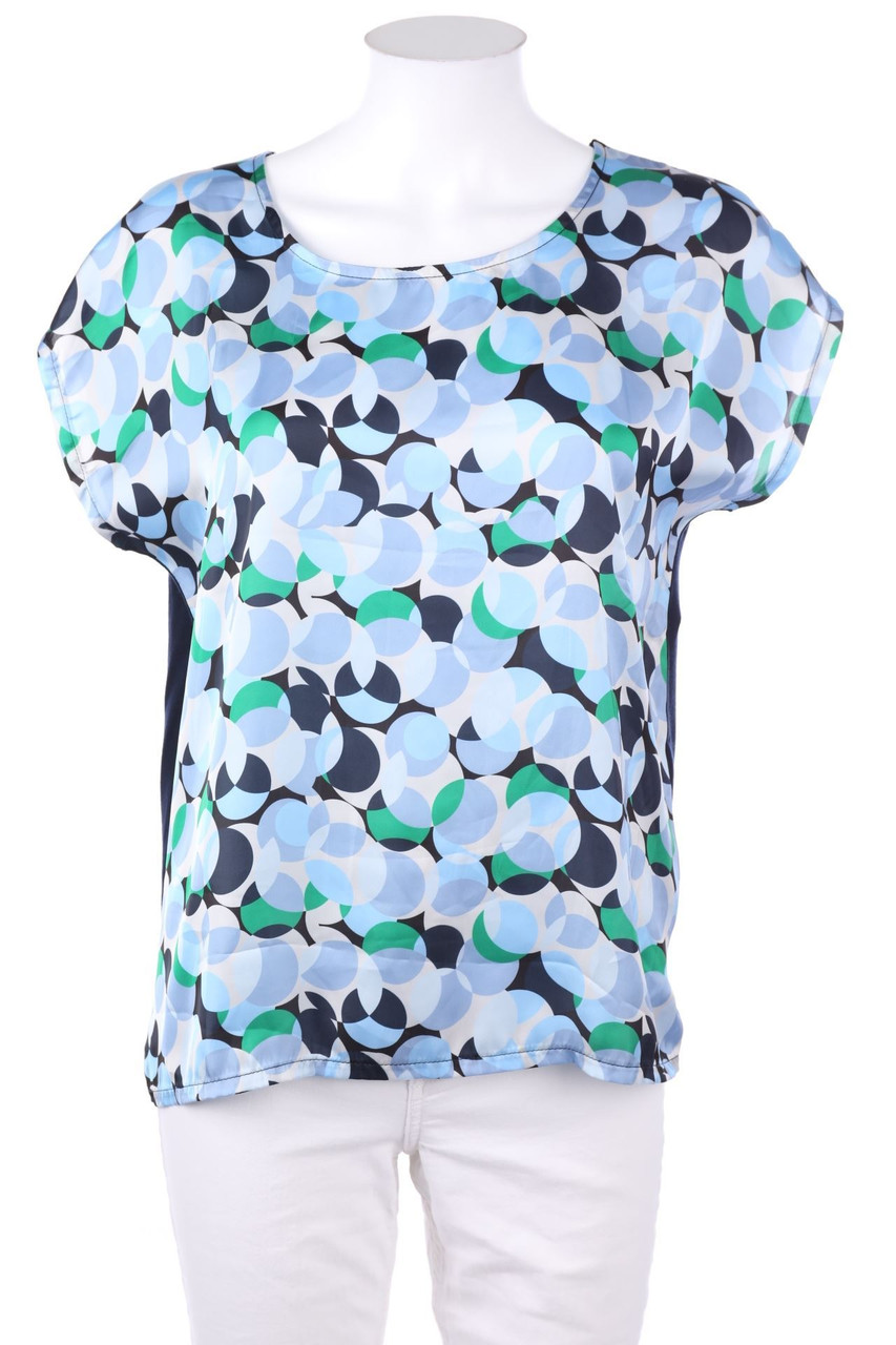 MORE & MORE - Kurzarm-Bluse mit Geo-Print - D 38