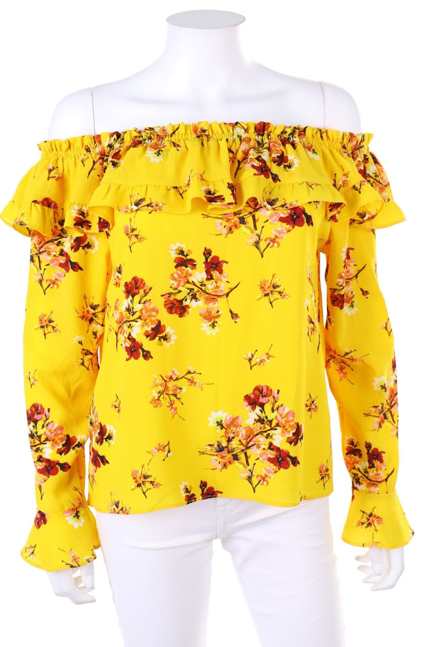 Ohne Label - Carmen-Bluse mit Blumen-Print - L