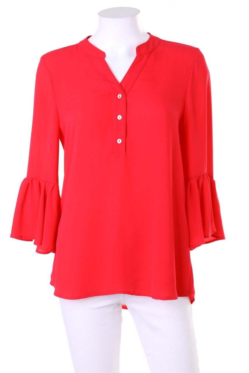 Ohne Label - Bluse mit Trompetenärmeln - D 34