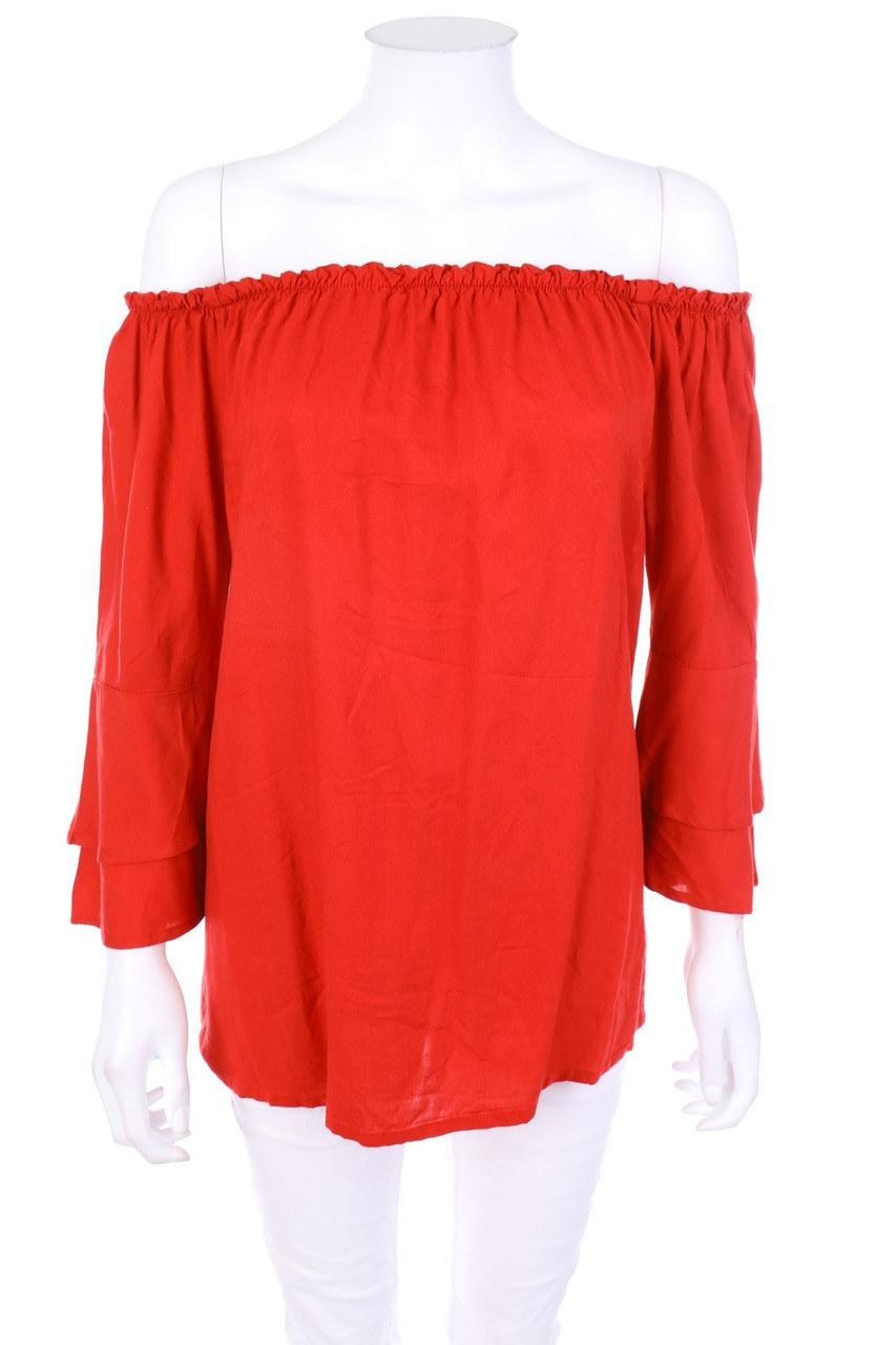 LASCANA - Carmen-Bluse mit Trompetenärmeln - D 38