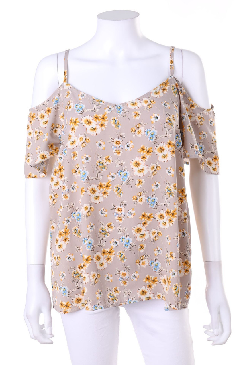 Bubble.B - Cold-Shoulder-Kurzarm-Bluse mit floralem Muster - D 40