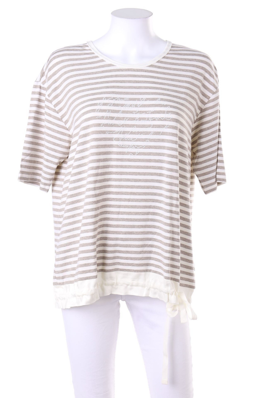 SANI BLU - Streifen-Kurzarm-Shirt mit Applikationen - D 42