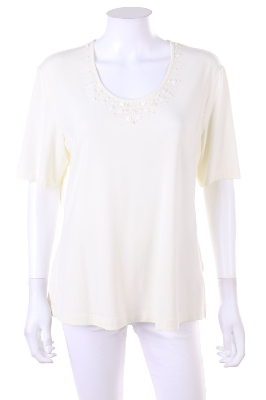 GERRY WEBER - Kurzarm-Shirt mit Perlen - D 42