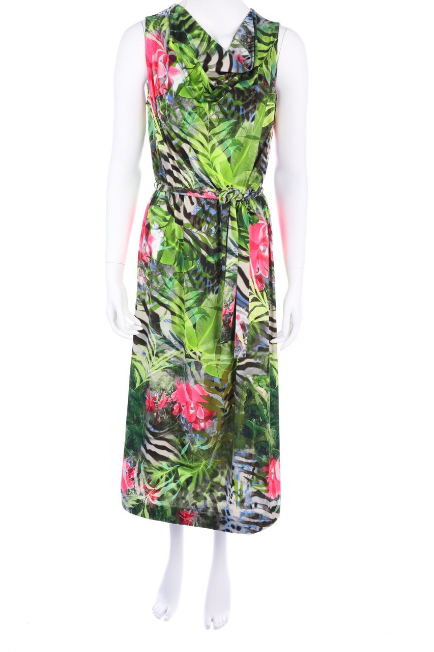 Ohne Label - Midikleid mit Wasserfall-Ausschnitt - M