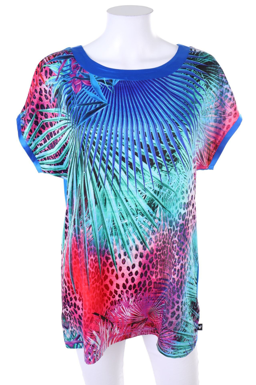 LAURA KENT - Kurzarm-Bluse mit Tropical Print - D 40