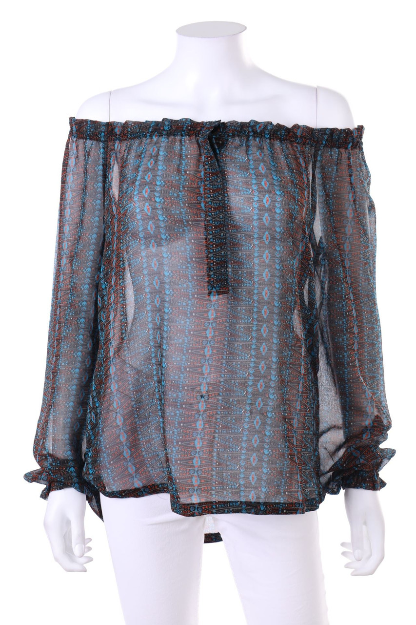 Ohne Label - Carmen-Bluse mit Geo-Print - L