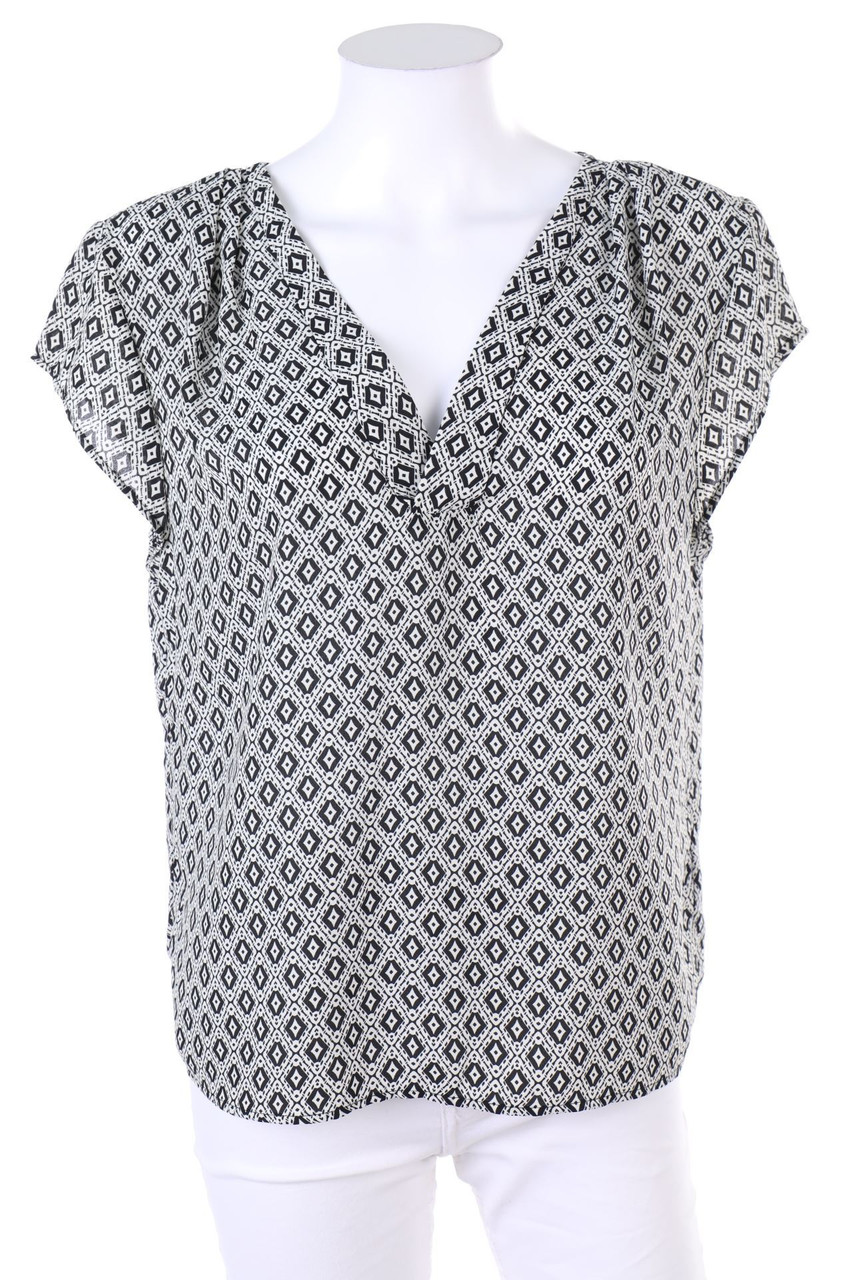 H&M CONSCIOUS - Kurzarm-Bluse mit Geo-Print - D 38