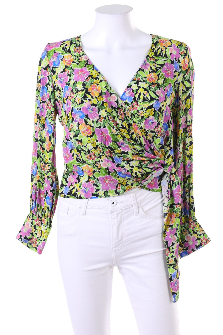 ZARA - Wickel-Bluse mit Blumen-Print - XS