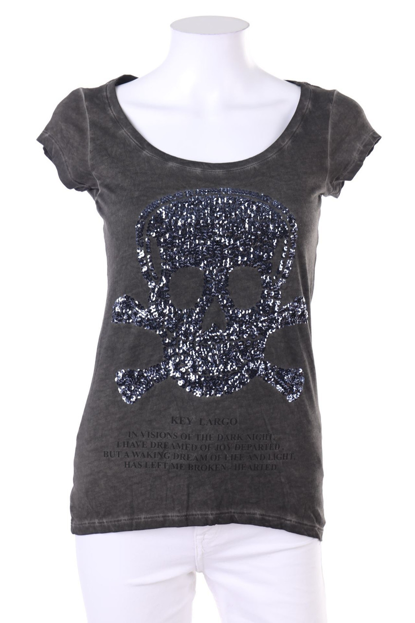 KEY LARGO - Garment Dyed-Kurzarm-Shirt mit Pailletten - XS