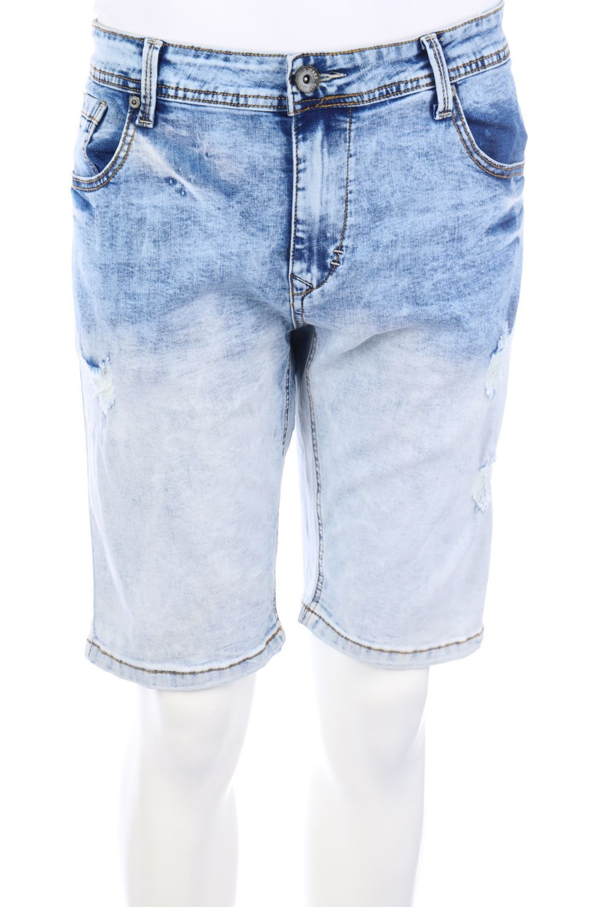 GLO-STORY - Distressed Jeans-Shorts mit Dip Dye-Effekt - W38