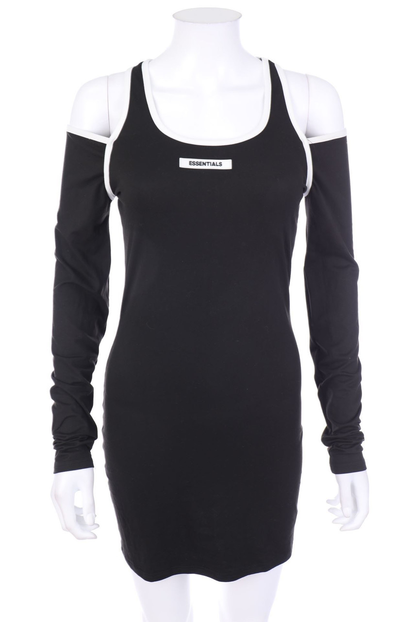 SHEIN - Cold-Shoulder-Minikleid mit Statement-Print - S