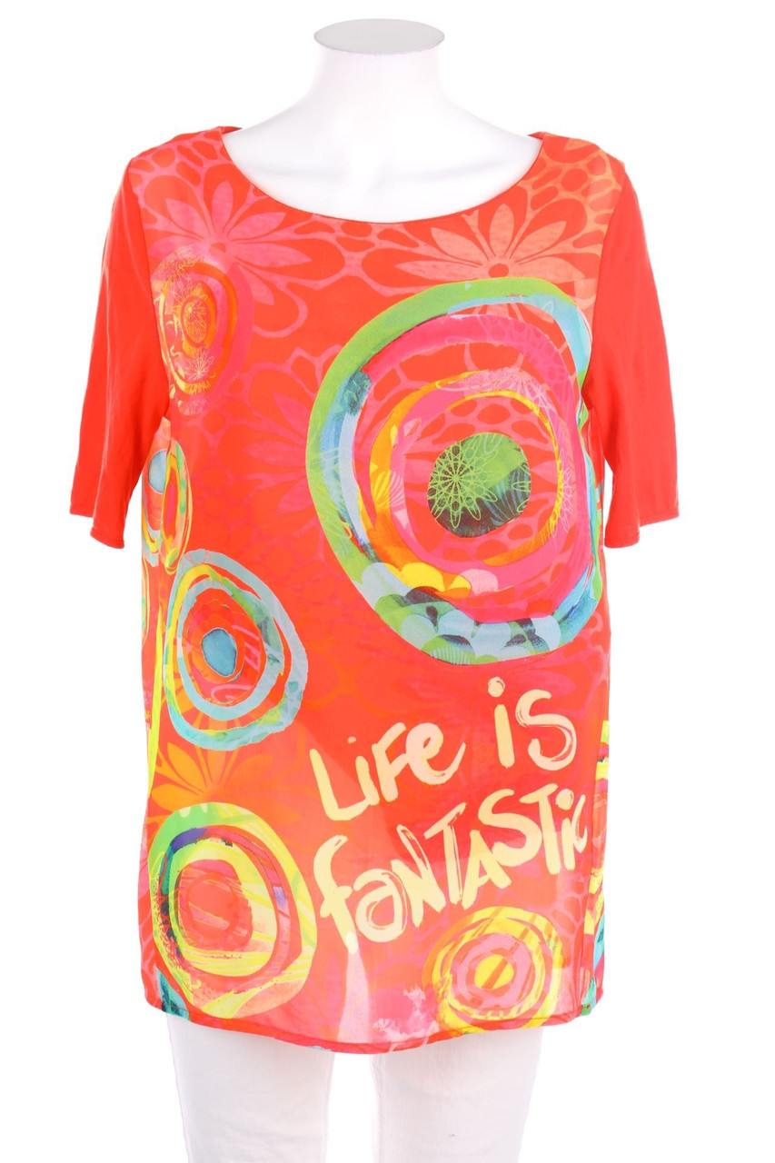 Desigual - Kurzarm-Bluse im Layer Look - L