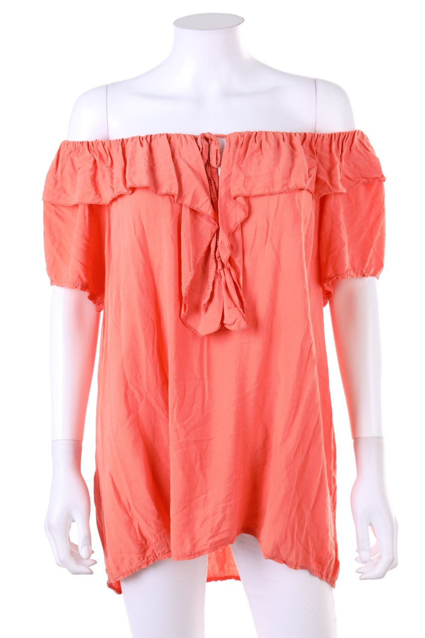 NEW COLLECTION - Kurzarm-Bluse mit Volants - L