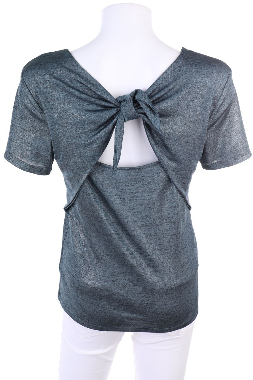 mercer & madison - Metallic-Kurzarm-Shirt mit Rückenausschnitt - S