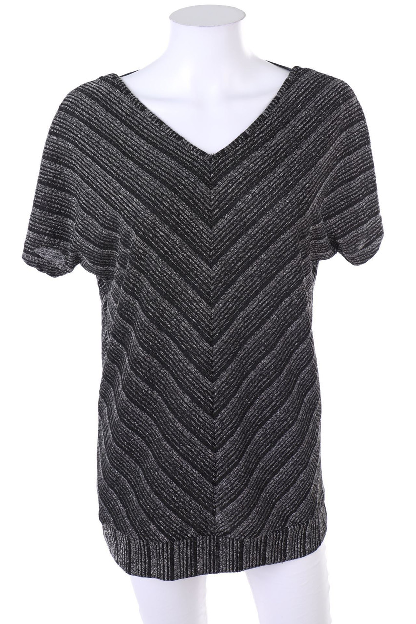 TAKKO - Metallic-Kurzarm-Shirt mit Streifen - M