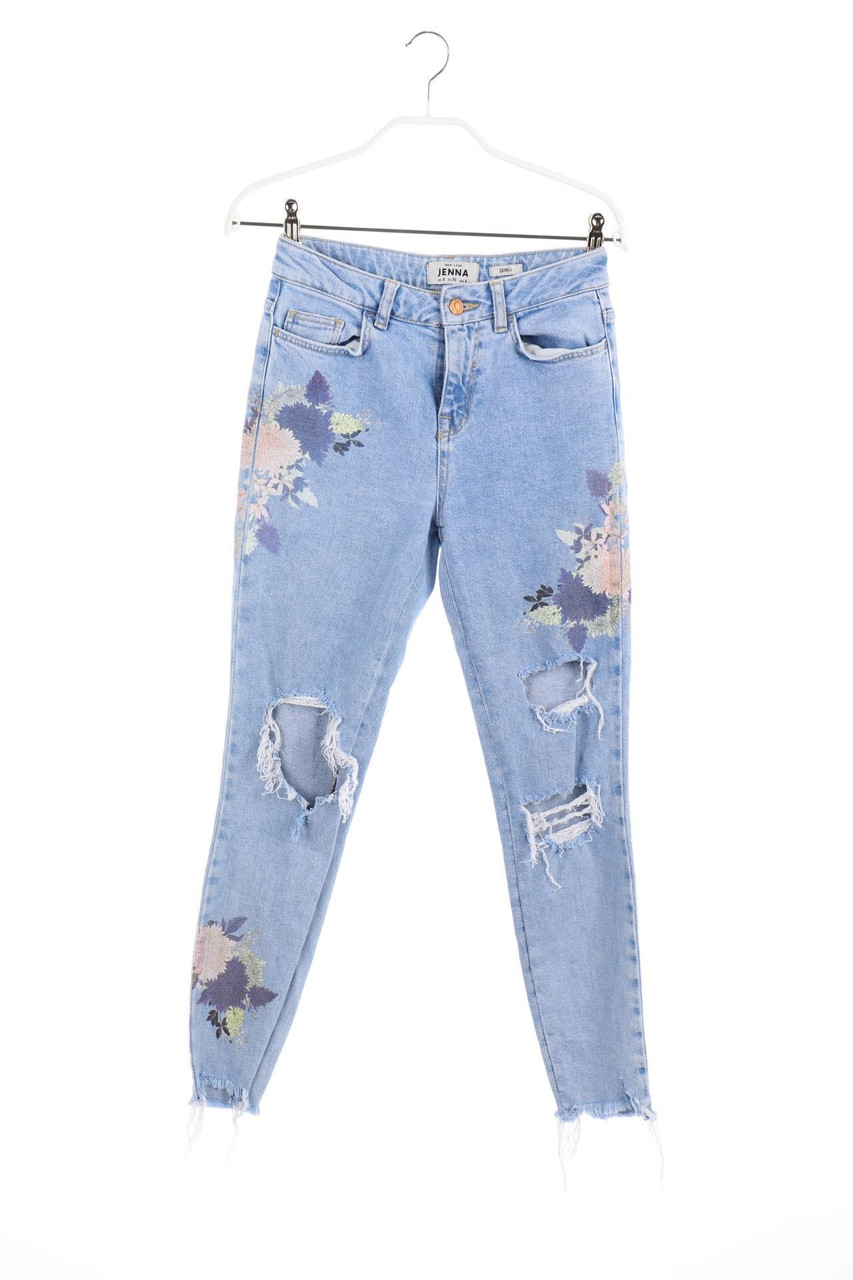 NEW LOOK - Destroyed Skinny-Jeans mit Blumen-Print - D 34