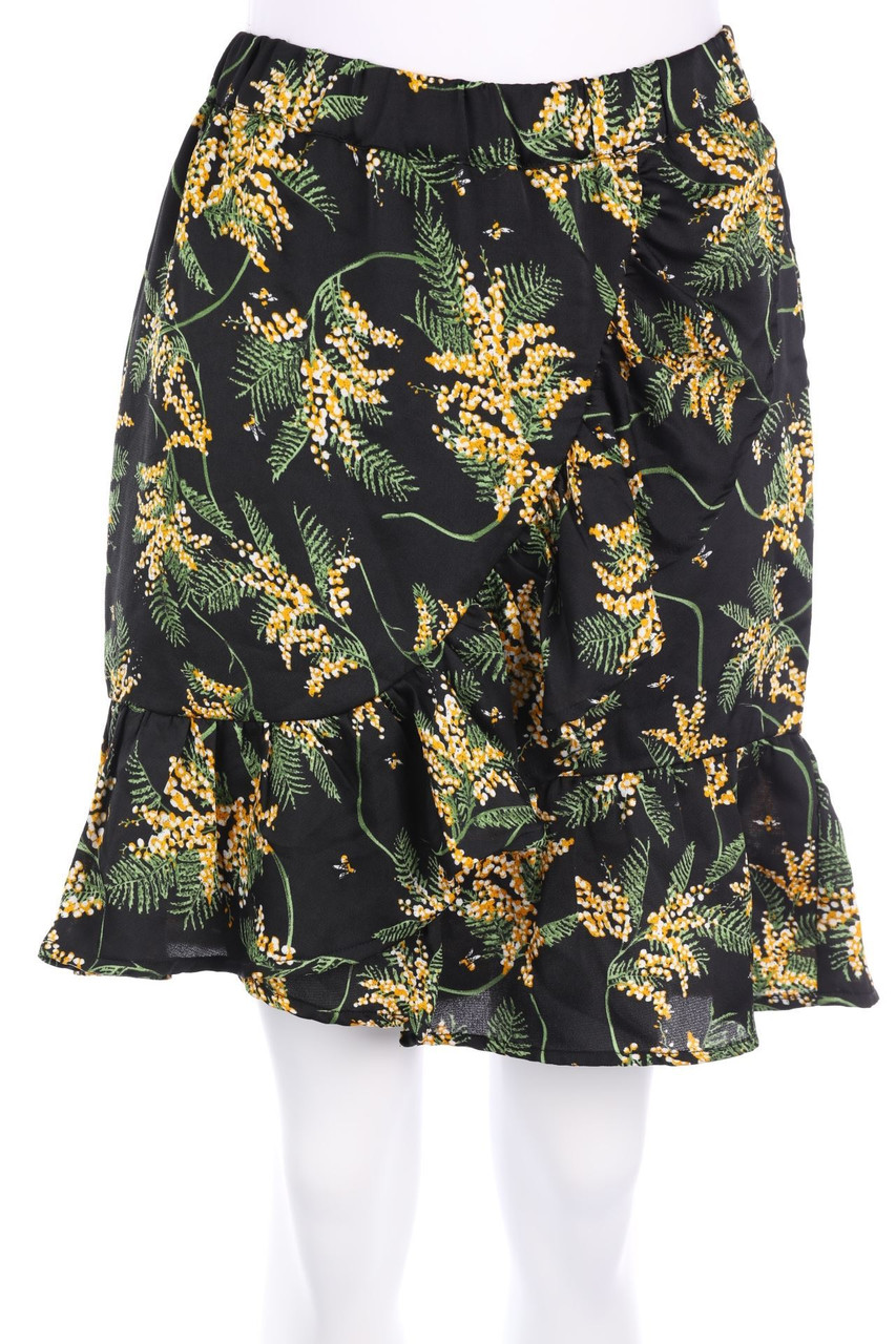 ICHI - Volants-Minirock in Wickel-Optik mit Blumen-Print - XL