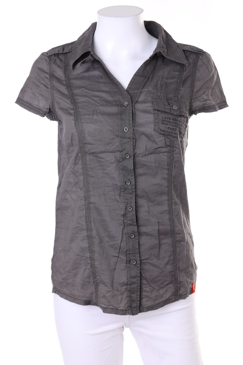 ESPRIT de corp - Kurzarm-Bluse mit Statement-Print - M