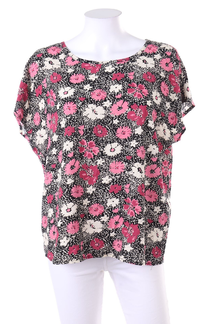 soyaconcept - Kurzarm-Bluse mit Blumen-Print - M